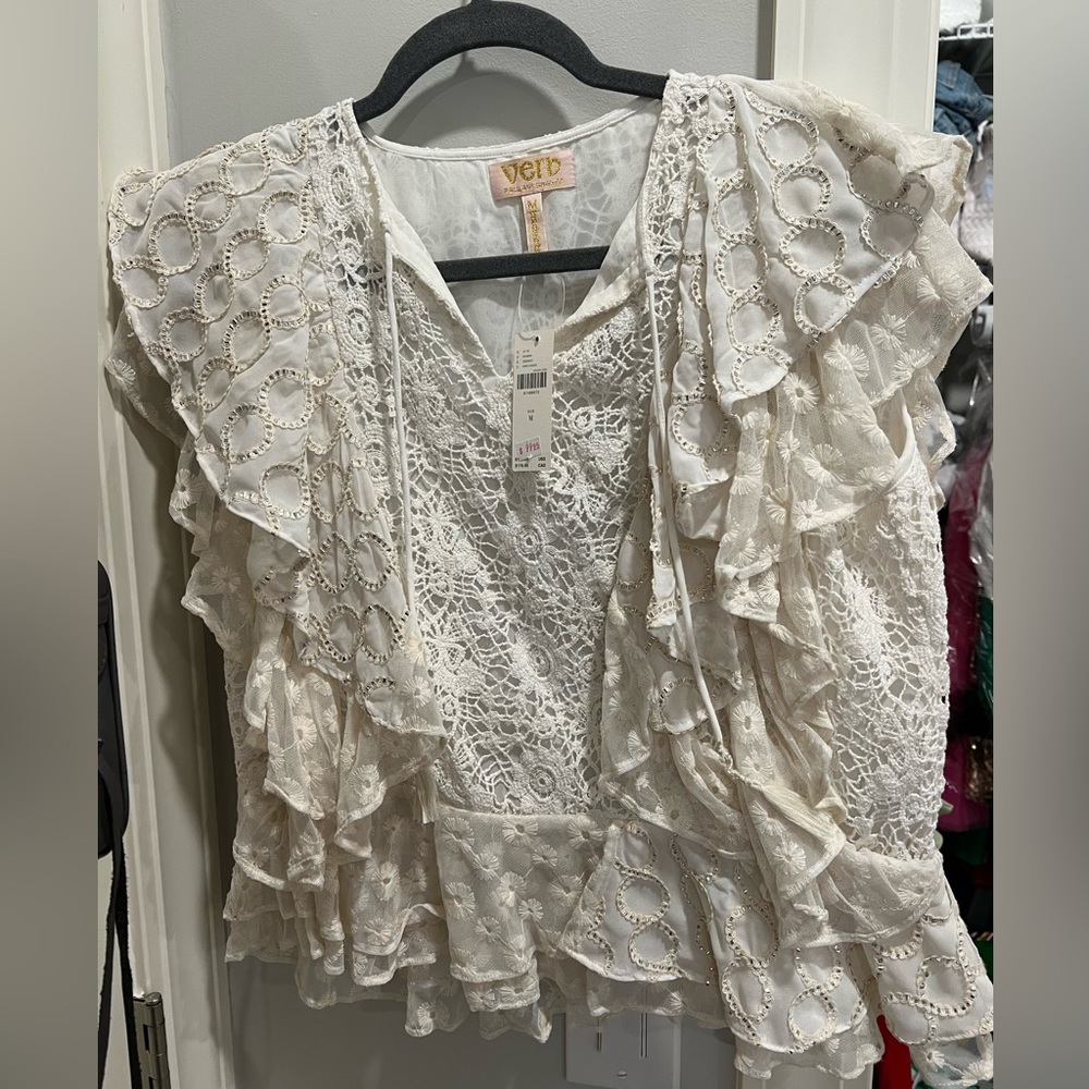 ANTHROPOLOGIE Verb Lace Blouse Size M